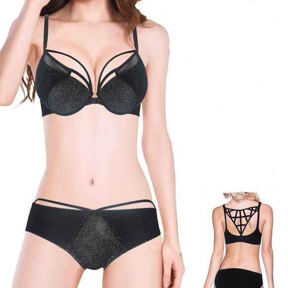 Star shinny Padded C-cup Sexy Lift-up bra set - Picture 1 of 1